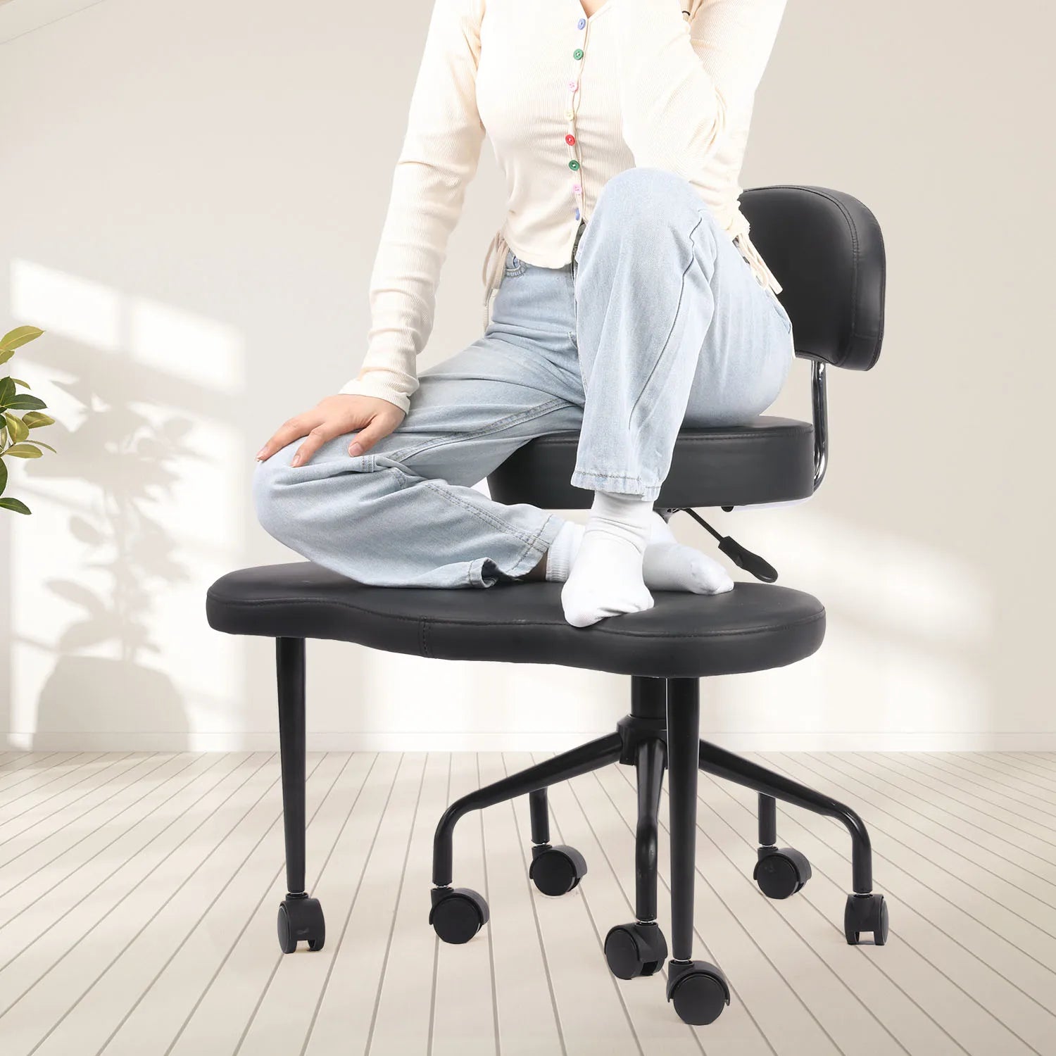 Cross Desk Chair with Lumbar Support and Height Adjustable,Desk Chair for Adults,Legged Office Chair with Wheels