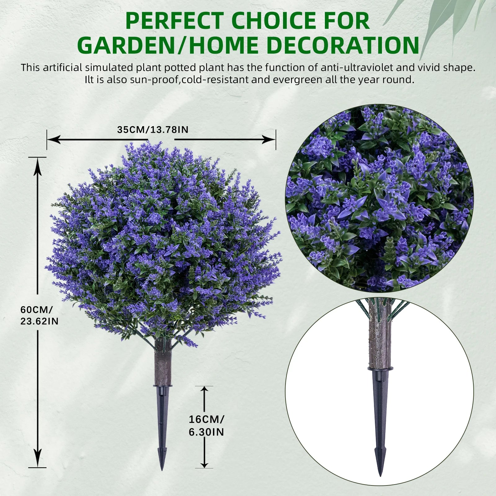 2 Piezas de Arbustos Artificiales de Roble Violeta en Forma de Bola con Copa, Resistentes a los Rayos UV, Plantas Ornamentales para la Decoración de Jardines, Terrazas y Balcones