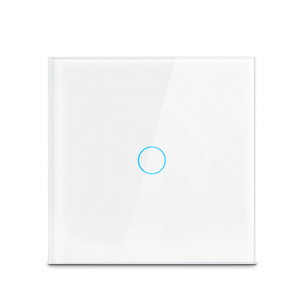 Interruptores de pared con panel LED de alimentación de AC100-240V con interruptor táctil, de cristal templado en blanco o negro, 1/2/3 grupos, interruptor.