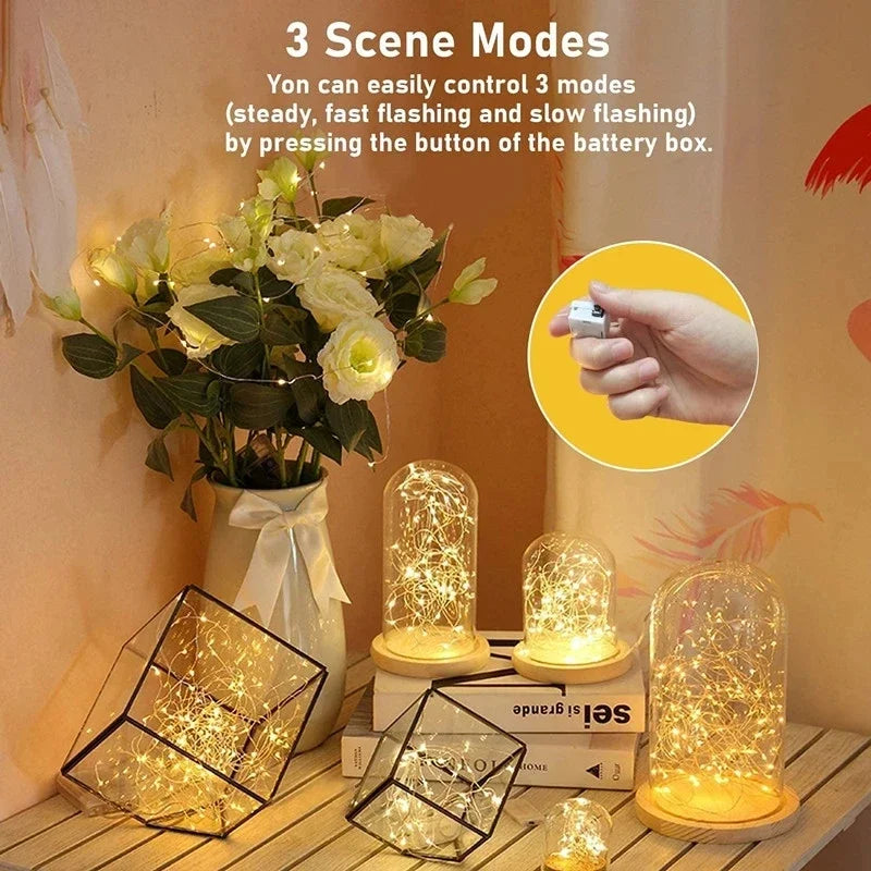 Luces LED de hadas, cadena de luces con pilas de botón, decoración de guirnalda para Navidad, boda, Año Nuevo, dormitorio, sala de estar, jardín