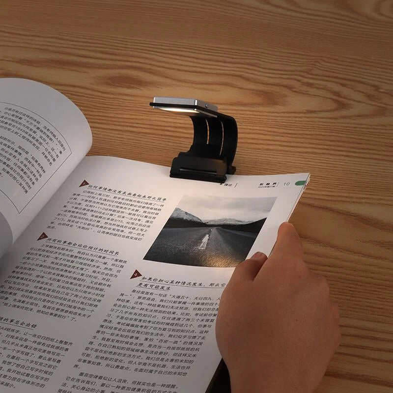 Luz de libro de 3 colores con clip de carga, luz de lectura y aprendizaje versátil, clip de luz de lectura con atenuación y protección ocular, lámparas LED de libro