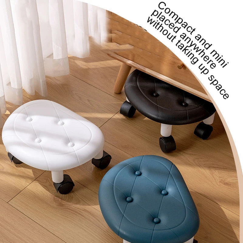 Taburete Universal con Ruedas para el Hogar, Asiento de Taburete Bajo con Ruedas para Niños, Taburete Multifuncional, Taburete Redondo