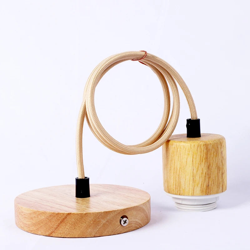 Lámpara Colgante de Madera Base E27 Luces Colgantes de Madera para Dormitorio Hogar Sala de Estar Decoración Color Natural Lámpara Colgante