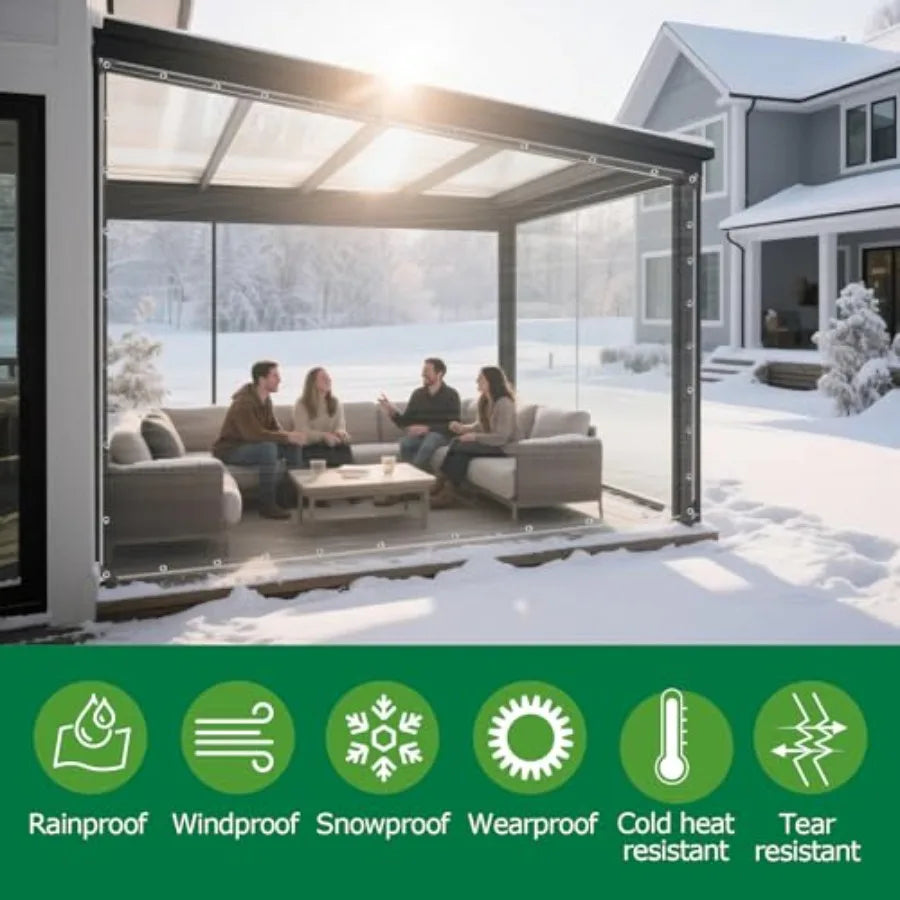 Lona Transparente Resistente con Ojales 5x7 Pies Lona de PVC Impermeable de 14 Mil para Cerramiento de Patio Cubierta de Invernadero Techo de Porche