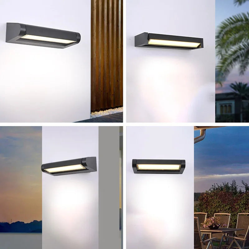 Aplique de pared LED para exterior, ángulo ajustable 350°, lámpara de pared impermeable de aluminio para jardín, porche, balcón, decoración del hogar, iluminación