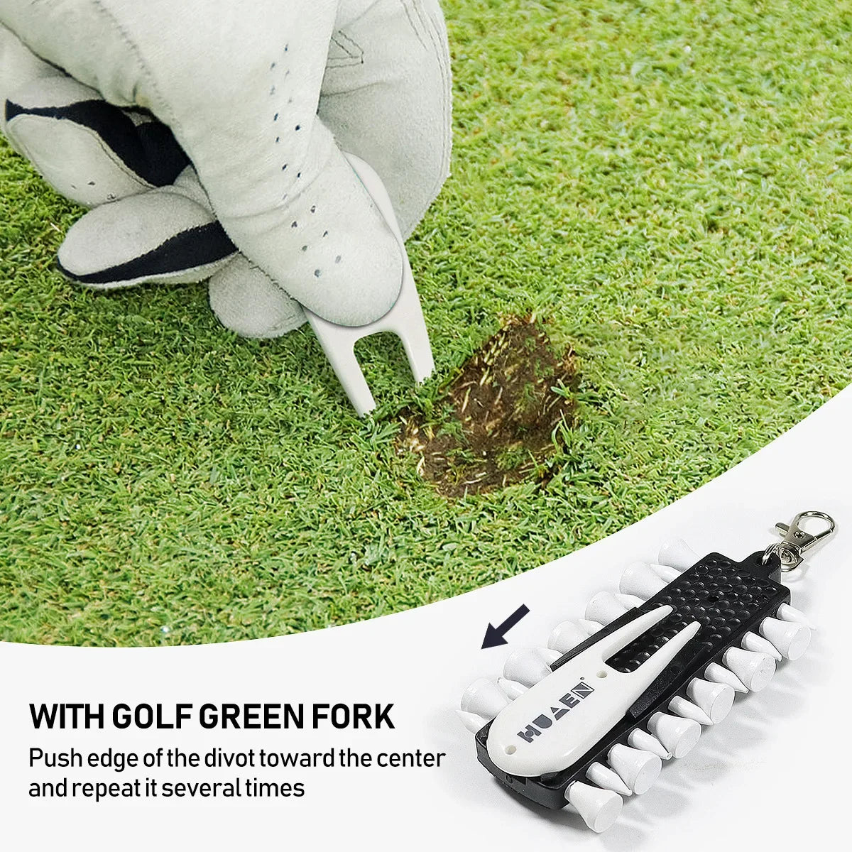 OTAUTAU Soporte para tees de golf con 12 tees, horquilla para divots y lápiz, dispositivo de almacenamiento portátil de accesorios de golf TC001