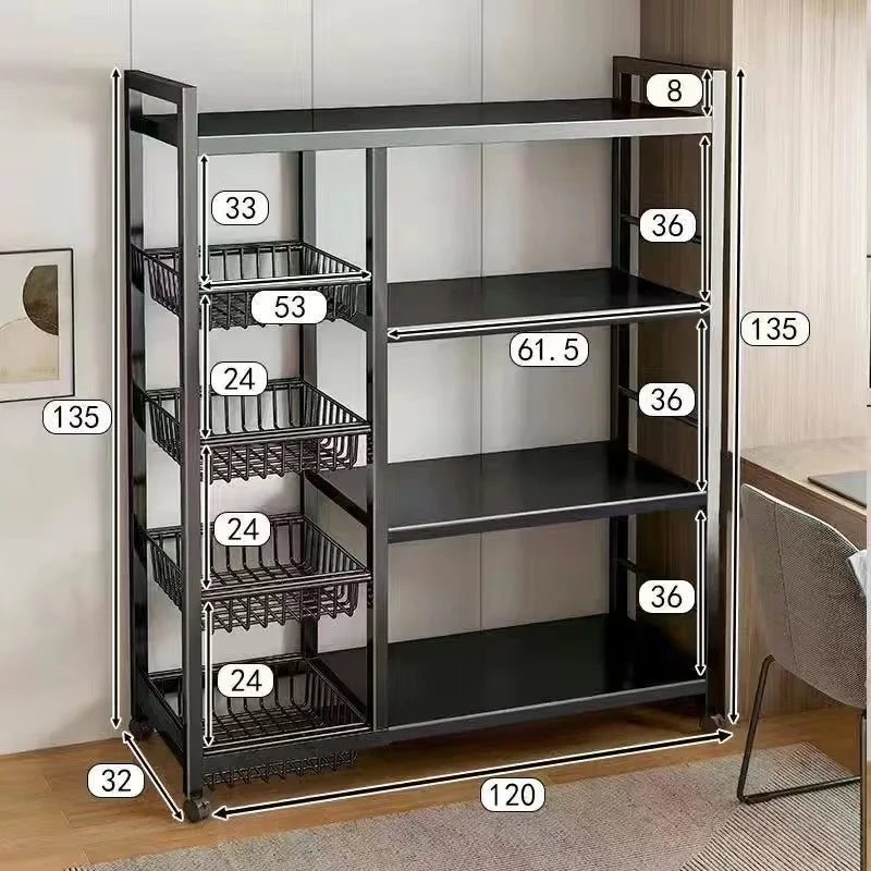 Estante de almacenamiento móvil multiusos, cesta de malla desmontable, estante de almacenamiento de cocina, estante de balcón para sala de estar