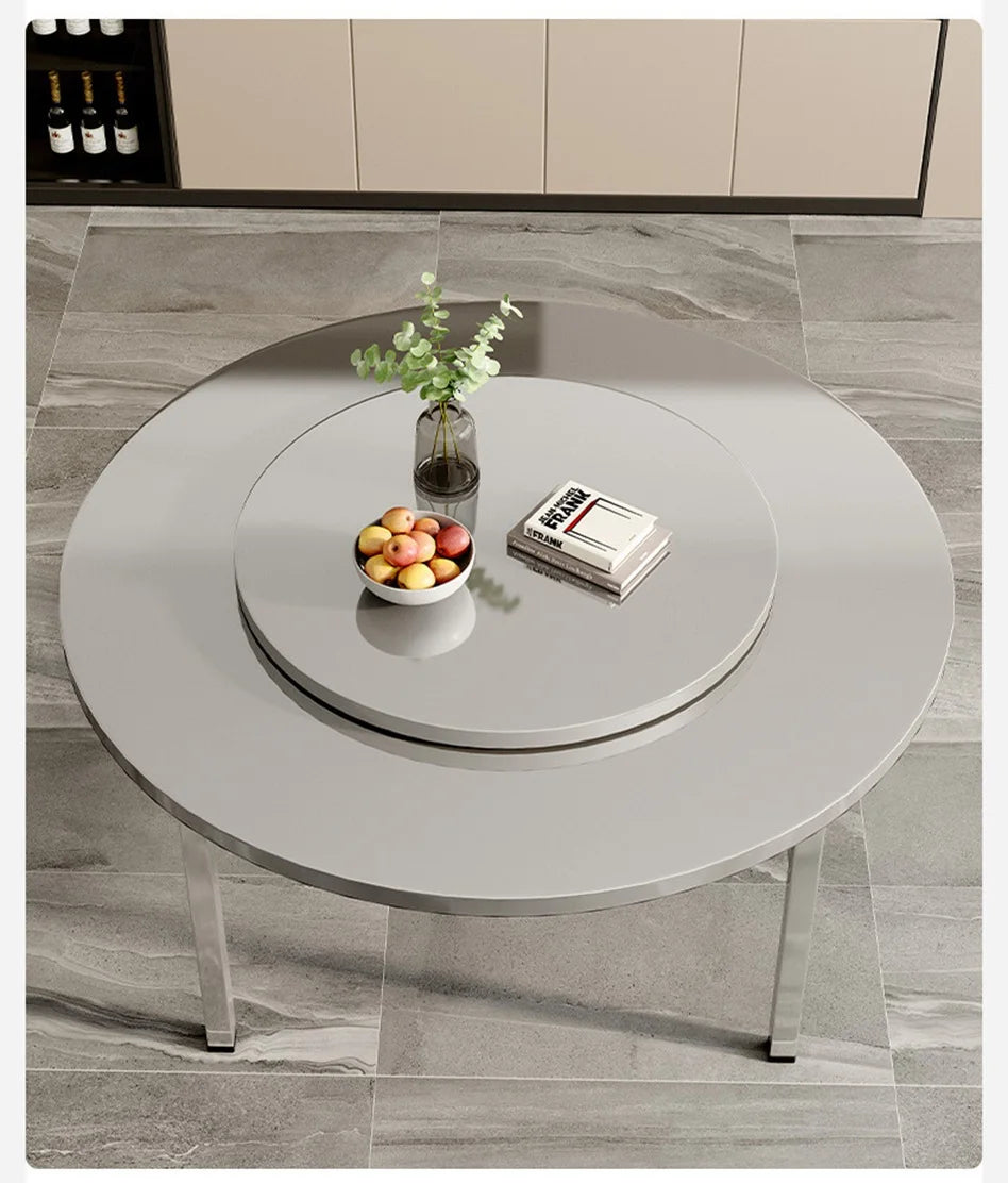 Mesa redonda plegable de acero inoxidable, adecuada para uso doméstico, apartamentos pequeños, grandes puestos de comida y vendedores ambulantes.
