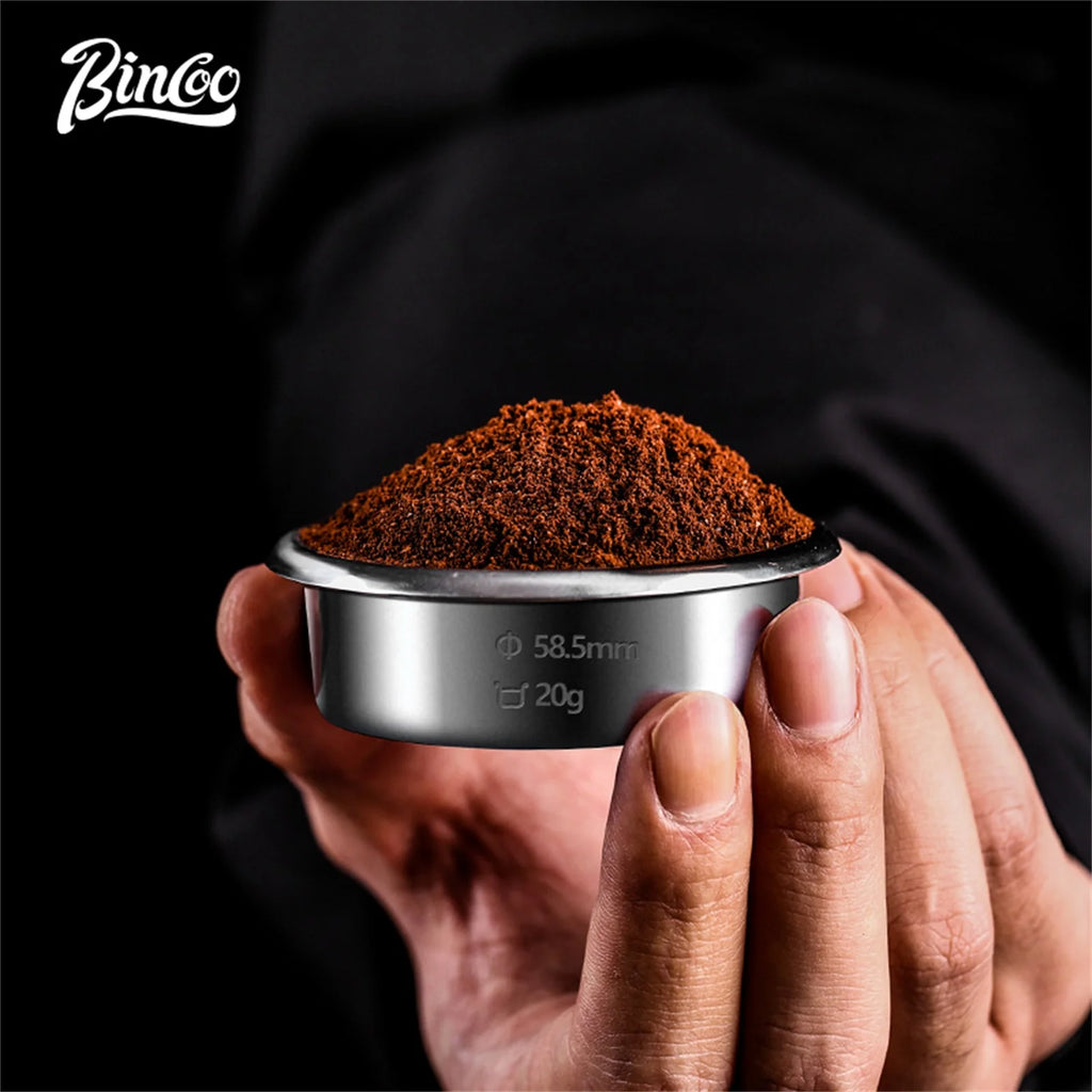 BINCOO Cesta de filtro de alta precisión 51/58.5mm, Cesta de portafiltro 16/18/20g Tazón de polvo de extracción para máquina de espresso Mango de café