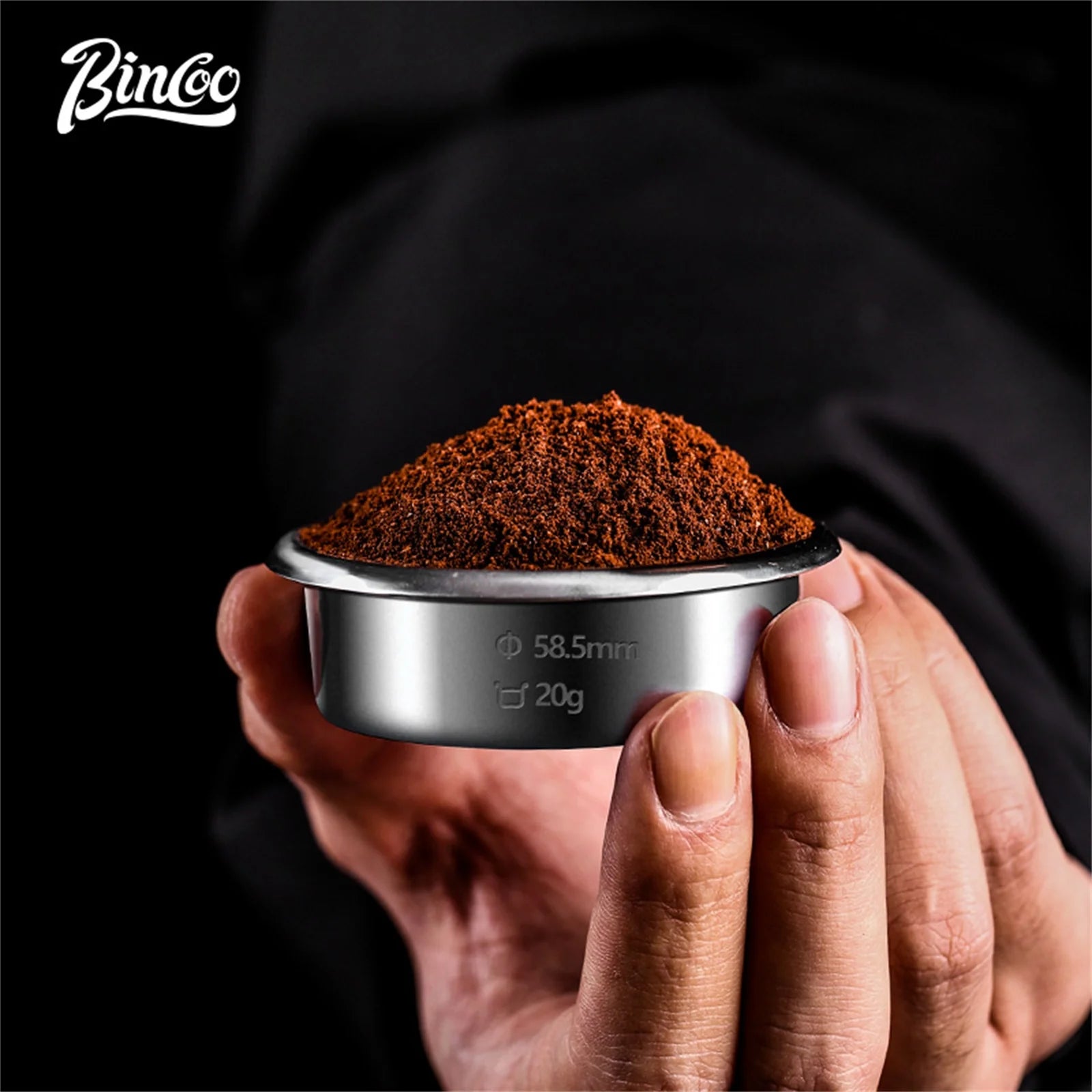 BINCOO Cesta de filtro de alta precisión 51/58.5mm, Cesta de portafiltro 16/18/20g Tazón de polvo de extracción para máquina de espresso Mango de café