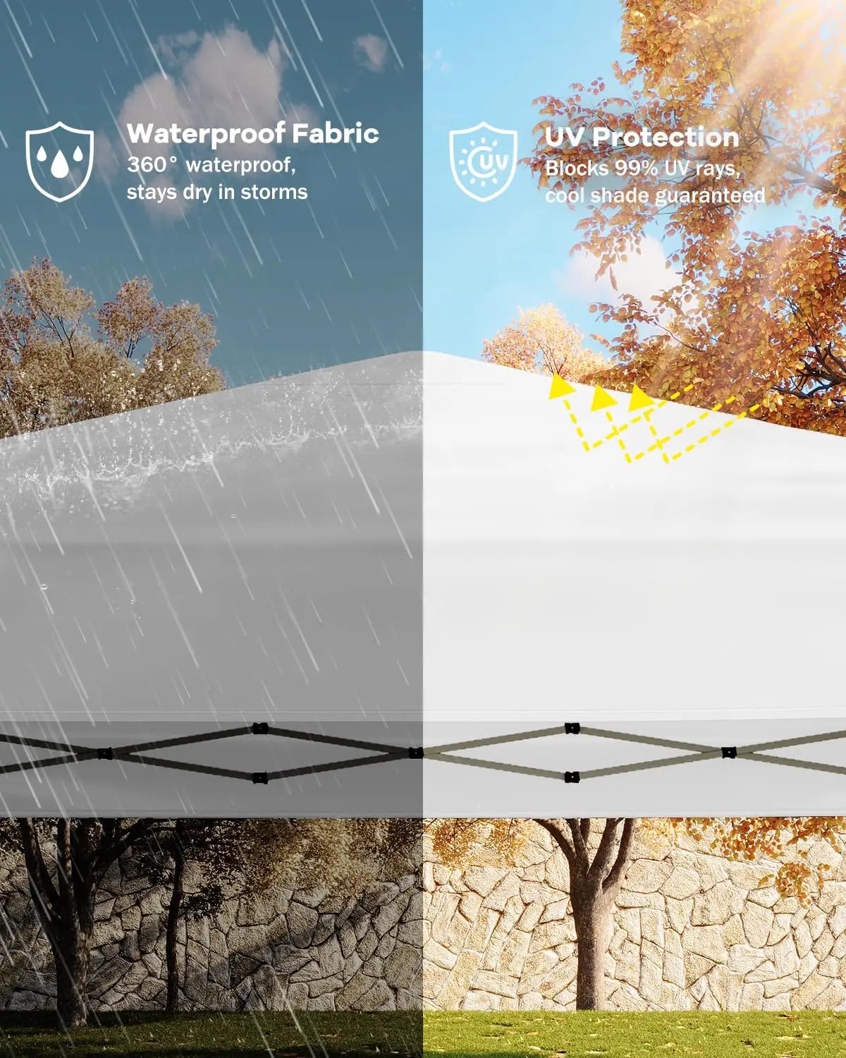 Carpa Cenador Plegable 3x3m, Refugio Instantáneo Exterior Protección UV Impermeable Parasol Con Sacos de Arena Bolsa de Transporte Para Patio Fiesta