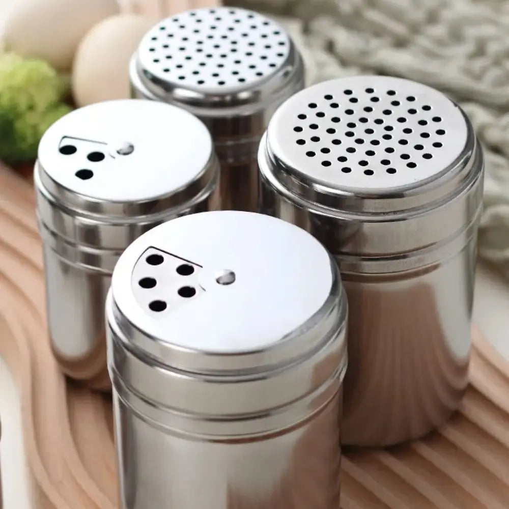 Tarro de condimentos de acero inoxidable multiusos, botella de sal y azúcar, tapa giratoria, aparatos de cocina, salero y pimentero, tarro de especias