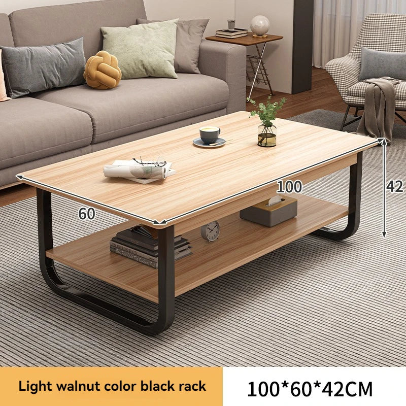 Mesa de centro moderna minimalista, apartamento pequeño, sala de estar, sofá, balcón cercano, mesa de té, habitación de alquiler, mesa de té rectangular