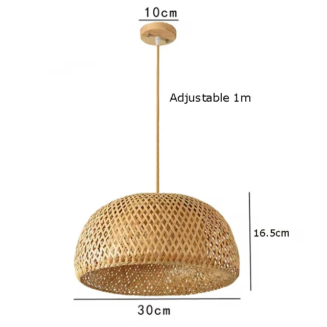 Lámparas de techo de bambú tejidas a mano de 30cm, lámpara de techo colgante LED, candelabro de mimbre, artesanía tejida a mano para decoración del hogar y dormitorio