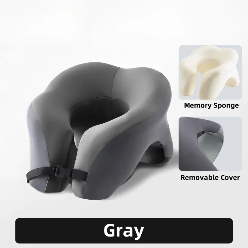 Almohada de viaje portátil en forma de U de espuma viscoelástica, almohadas para dormir, almohada para siesta de oficina, cojín cervical para coche o avión, soporte ergonómico para la cabeza