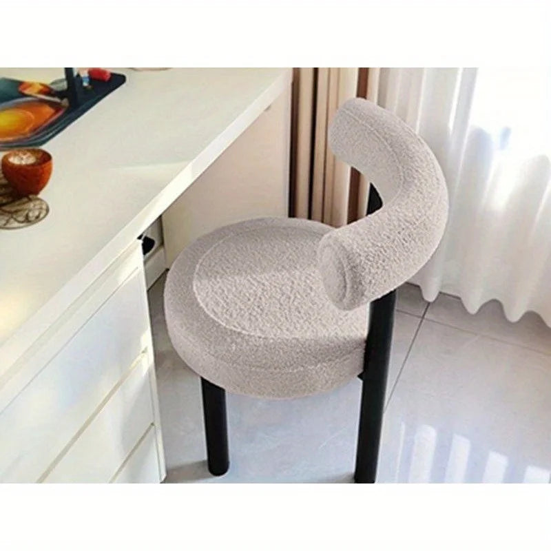 Taburete sencillo de tocador con almacenamiento, silla de maquillaje moderna de diseño crema para dormitorio de niñas, silla de comedor para el hogar238