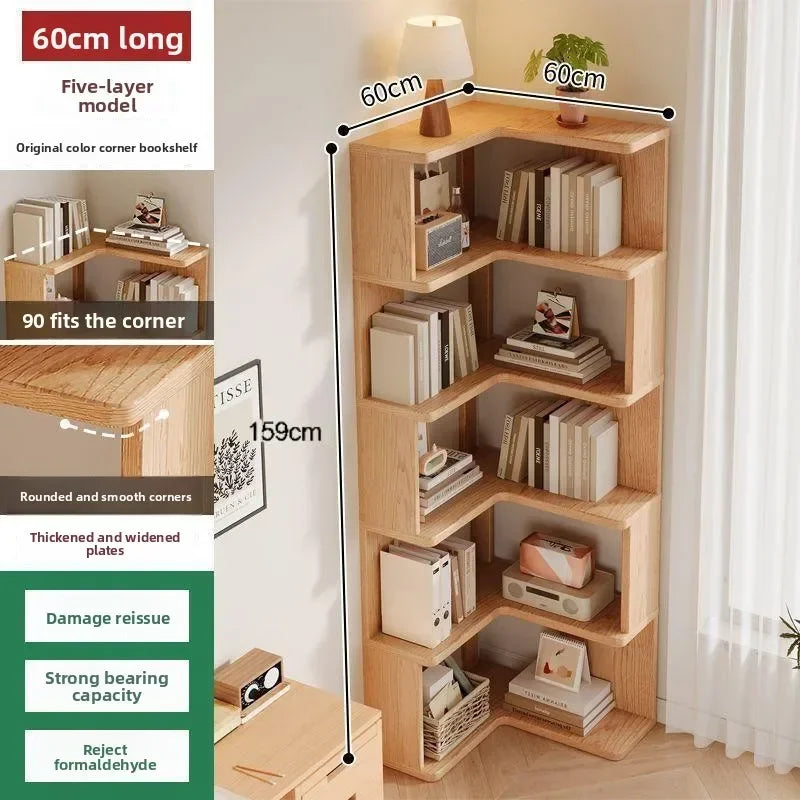 Estantería esquinera de madera maciza Estante de pie Mueble esquinero multicapa Almacenamiento organizador