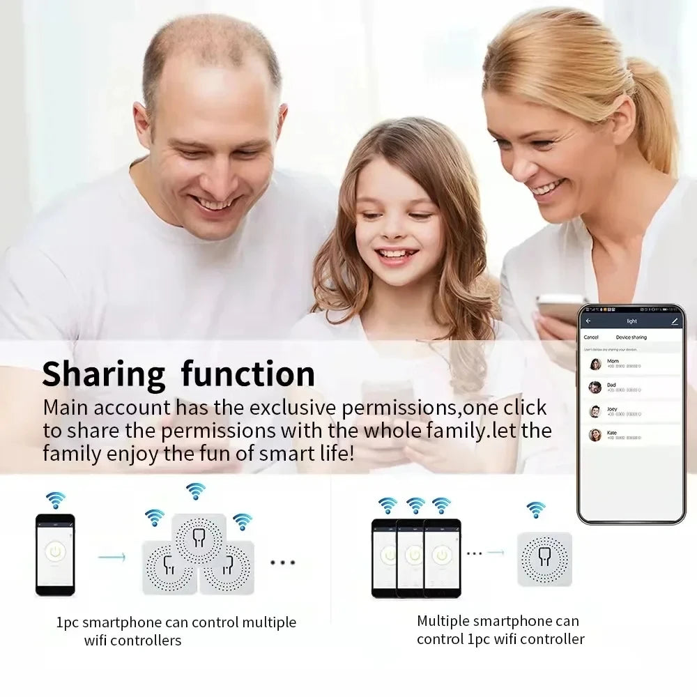 Módulo de interruptor inteligente WiFi Tuya 16A, control bidireccional, mini interruptor, disyuntor, Smart Life, funciona con Alexa Google Alice