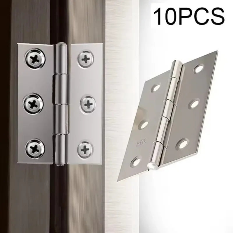 10 bisagras de puerta de acero inoxidable para armarios, ventanas, cajas de madera, bisagras planas, accesorios de herrajes para muebles del hogar Escritorio