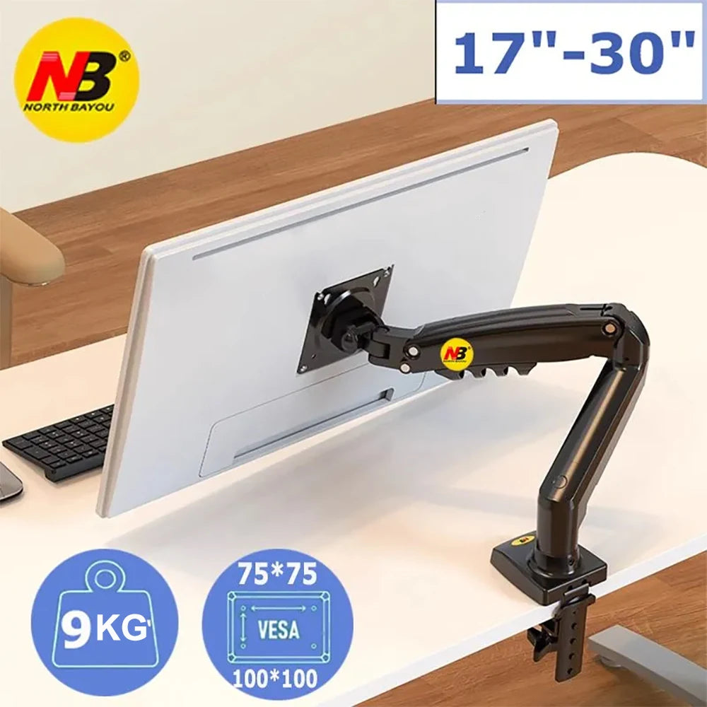Soporte de brazo para monitor de PC ajustable NB F80, soporte para un solo monitor de hasta 30 pulgadas, soporte de escritorio para computadora con resorte de gas ajustable