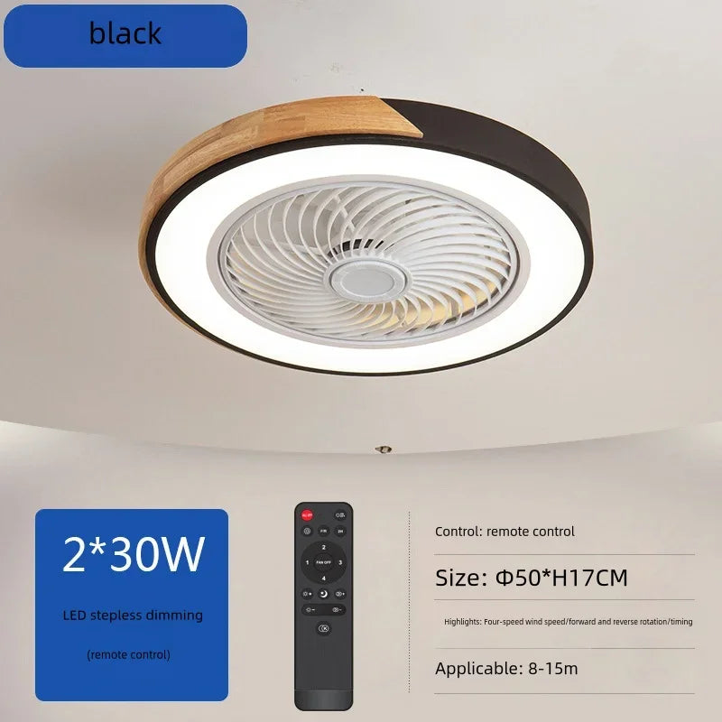 Ventilador de techo nórdico de madera con luz, ventiladores de techo inteligentes con luz para sala de estar, comedor, reversible, 6 velocidades, 50 CM