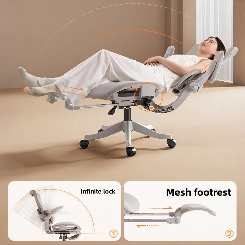Silla ergonómica duradera con soporte lumbar de ala flotante, silla de ordenador, silla de oficina, silla con respaldo, silla de e-sports para el hogar