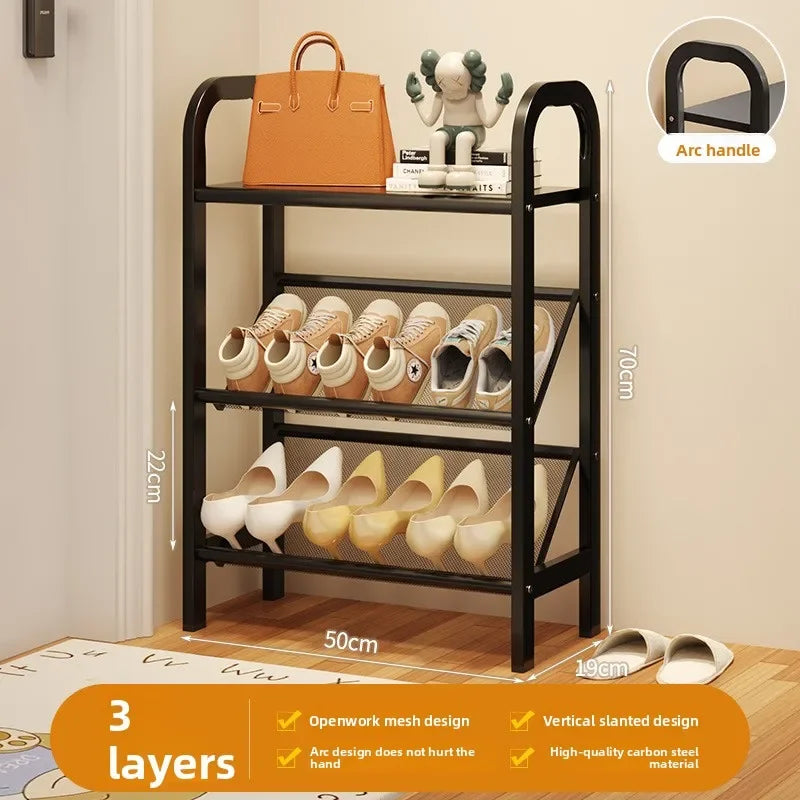 Zapatero de acero para puerta, doméstico, sencillo, ahorro de espacio, metálico, multi-capa, armario estrecho para zapatos