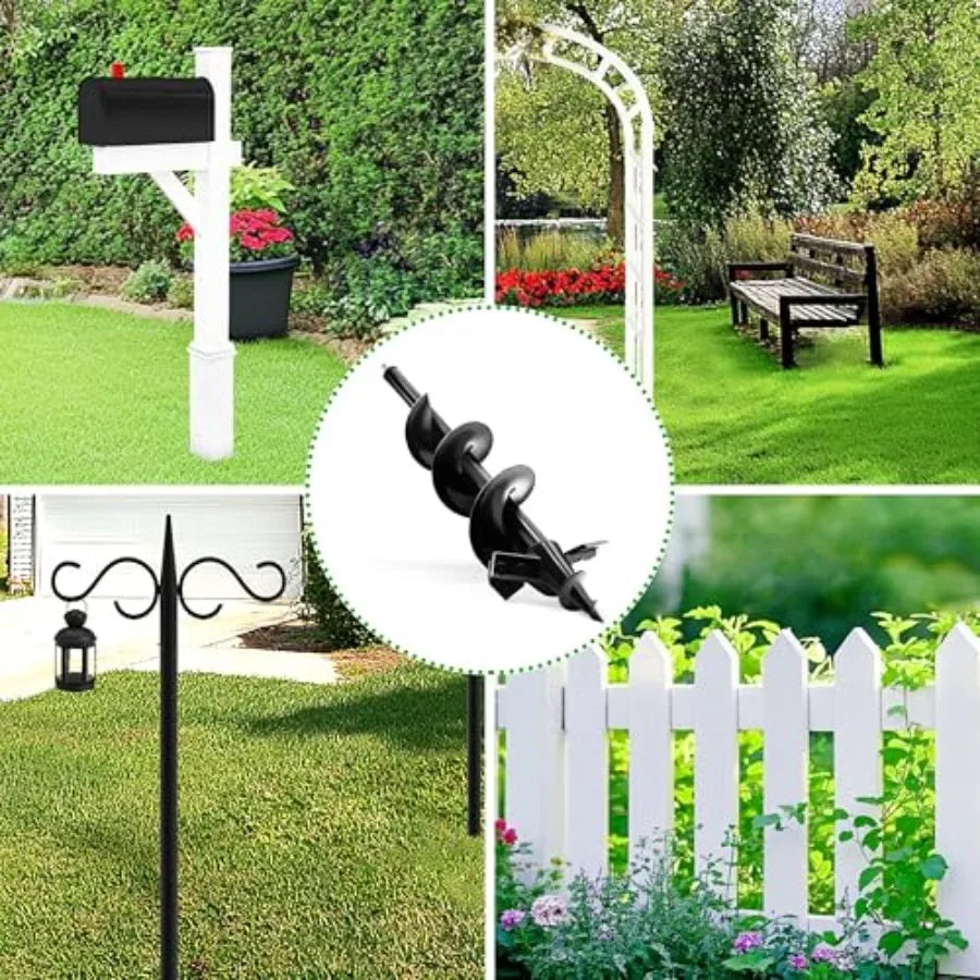 Broca espiral para plantarDiseñada para suelos duros y rocosos Ahoyador de alta resistencia con punta de cuchillas dobles afiladas mejoradas para jardín