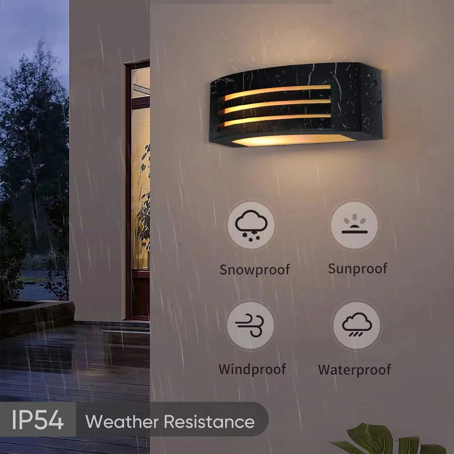 Apliques de pared de aluminio negro para exteriores, base E27, impermeables IP54, para balcón, patio, porche, pasillo e iluminación de pasillo
