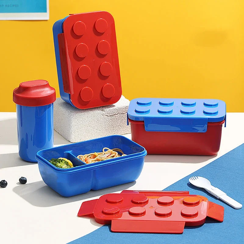 Fiambrera de bloques de construcción creativa PP de grado alimenticio, caja Bento para ensalada de frutas, pícnic, estudiantes, escuela, oficina, horno microondas