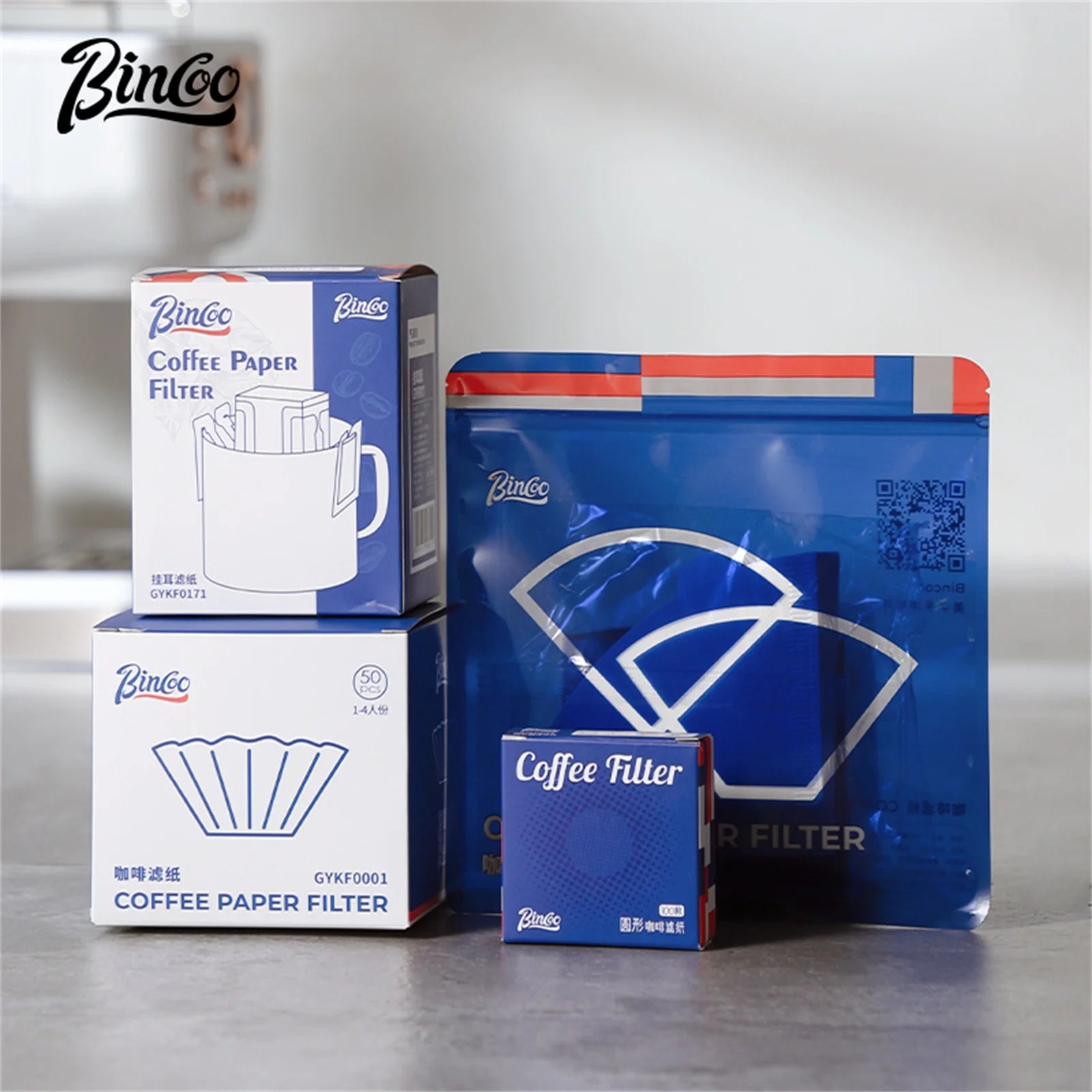 Bincoo Complete Pour Over Filter Collection - Round, Cone, Basket Styles in Multiple Sizes, Full Model Selection