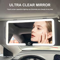 Espejo de maquillaje LED HD para coche, visera solar, espejo interior de coche para niñas y mujeres, luz de relleno recargable, espejo de tocador delgado universal