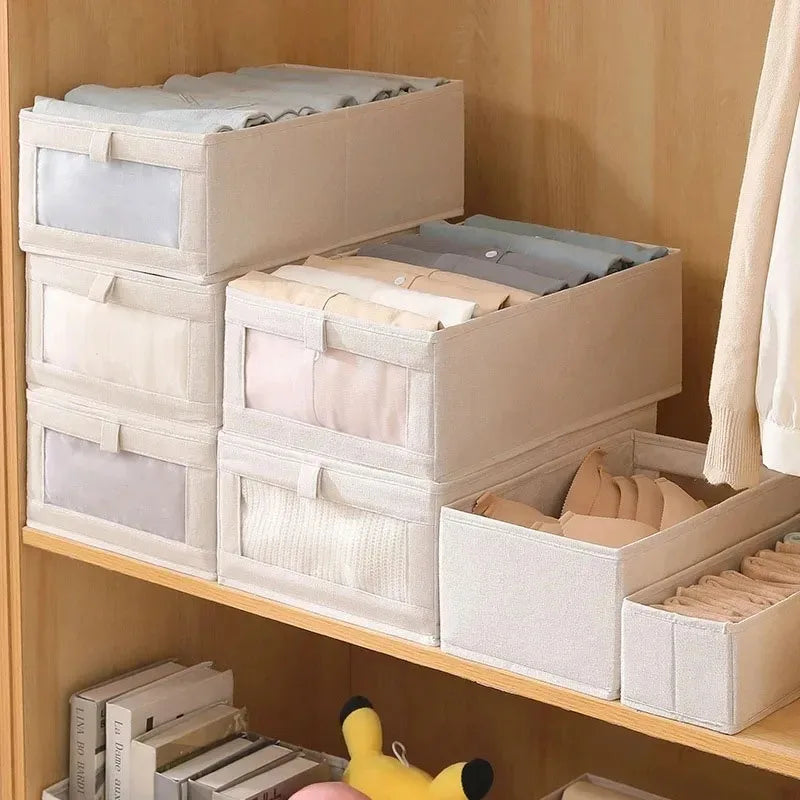 1 Unidad Caja Organizadora de Pantalones para Armarios y Cajones, Cajas de Tela Plegables para Organización de Dormitorio y Armario del Hogar
