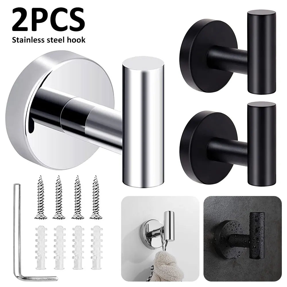 2 unidades de ganchos pulidos para toallas de baño, perchero de acero inoxidable con tornillos, soporte para toallas, gancho para colgar para cocina de hotel