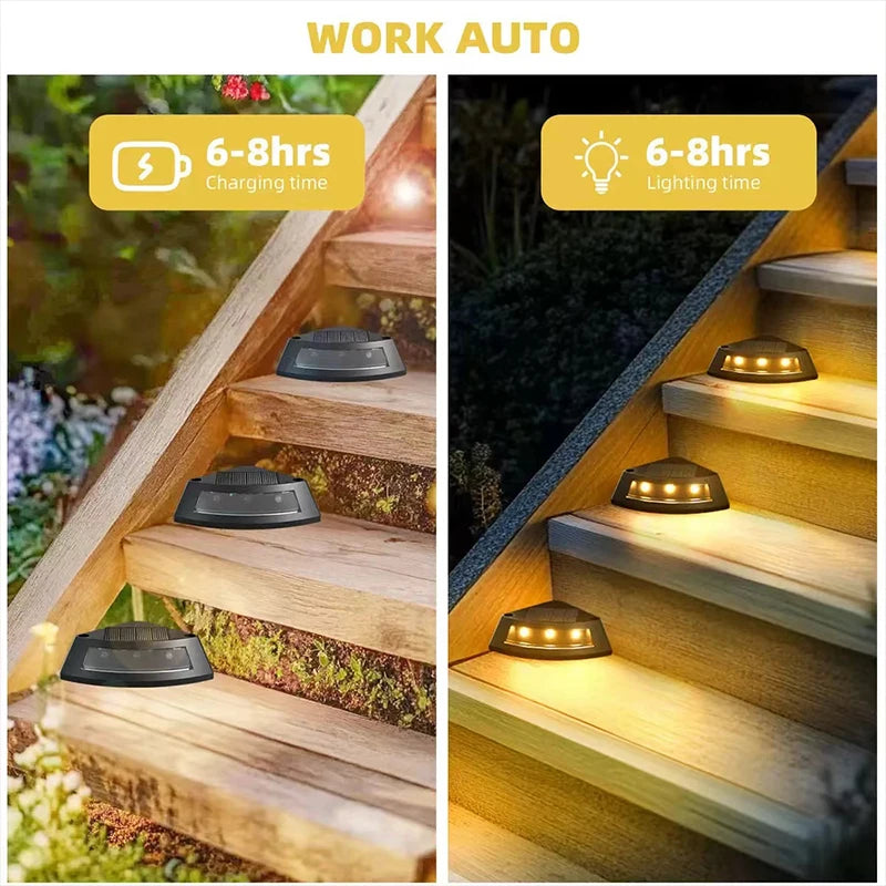 Luces Solares para Escalones Exteriores, Luz de Escalera Impermeable IP65, para Jardín, Porche, Puerta Principal, Patio, Terraza