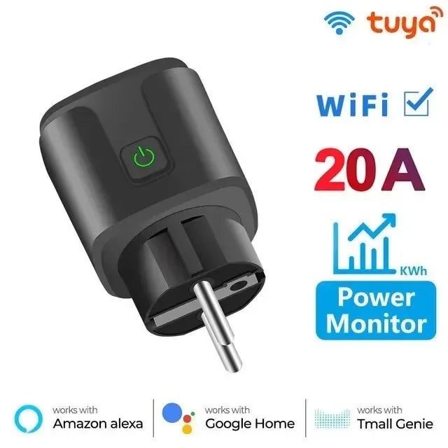 Enchufe inteligente Tuya WIFI EU 16A/20A Enchufe inteligente Wifi/Zigbee con monitoreo de energía Control de voz para Smart Home compatible con Google Home Alexa