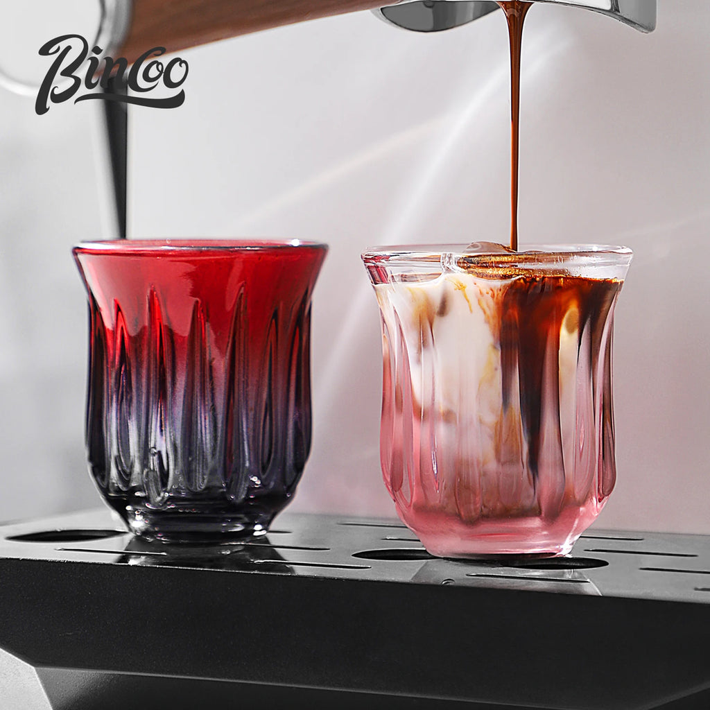 Bincoo Taza de Café de Alta Gama Elegante Cristal Retro para Americano Dirty Flat White Espresso y Latte Disponible en 90/200/240/400ml