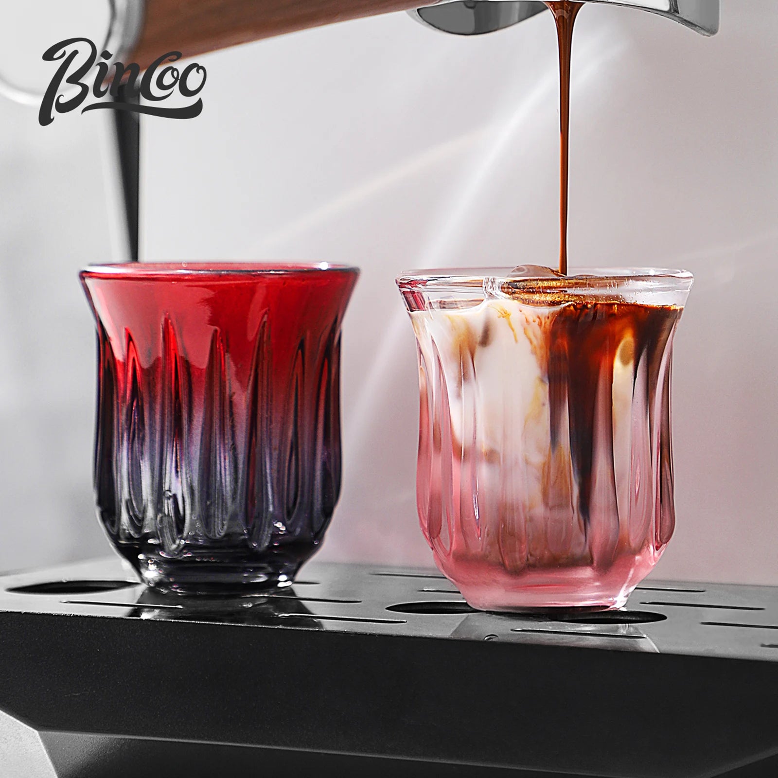 Bincoo Taza de Café de Alta Gama Elegante Cristal Retro para Americano Dirty Flat White Espresso y Latte Disponible en 90/200/240/400ml