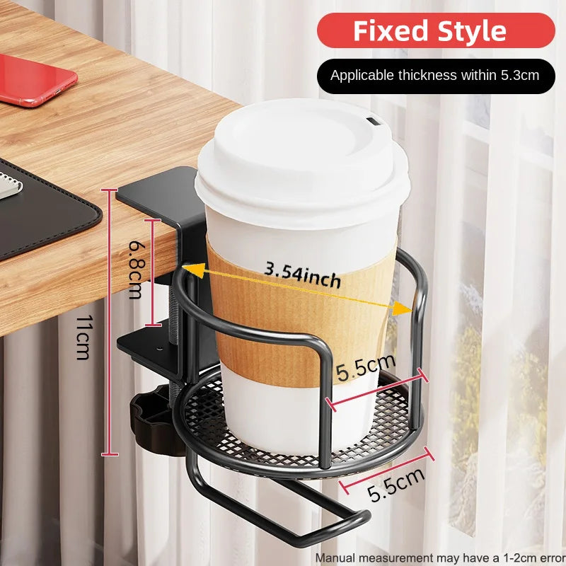 Soporte para tazas de escritorio 2 en 1 con colgador de auriculares, soporte antivuelco para tazas, gancho giratorio de 360° apto para tazas de café