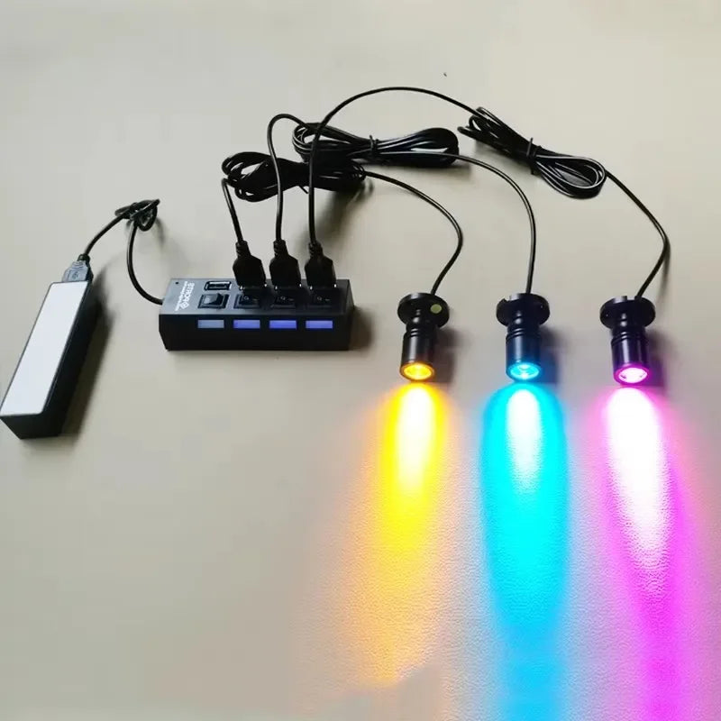 Foco LED USB 5V 1W 3W Montado en Superficie Gabinete Vitrina Mostrador Lámpara Joyería Ángulo Giratorio Techo Mini Foco Empotrable