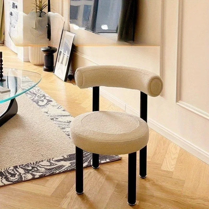 Taburete sencillo de tocador con almacenamiento, silla de maquillaje moderna de diseño crema para dormitorio de niñas, silla de comedor para el hogar238