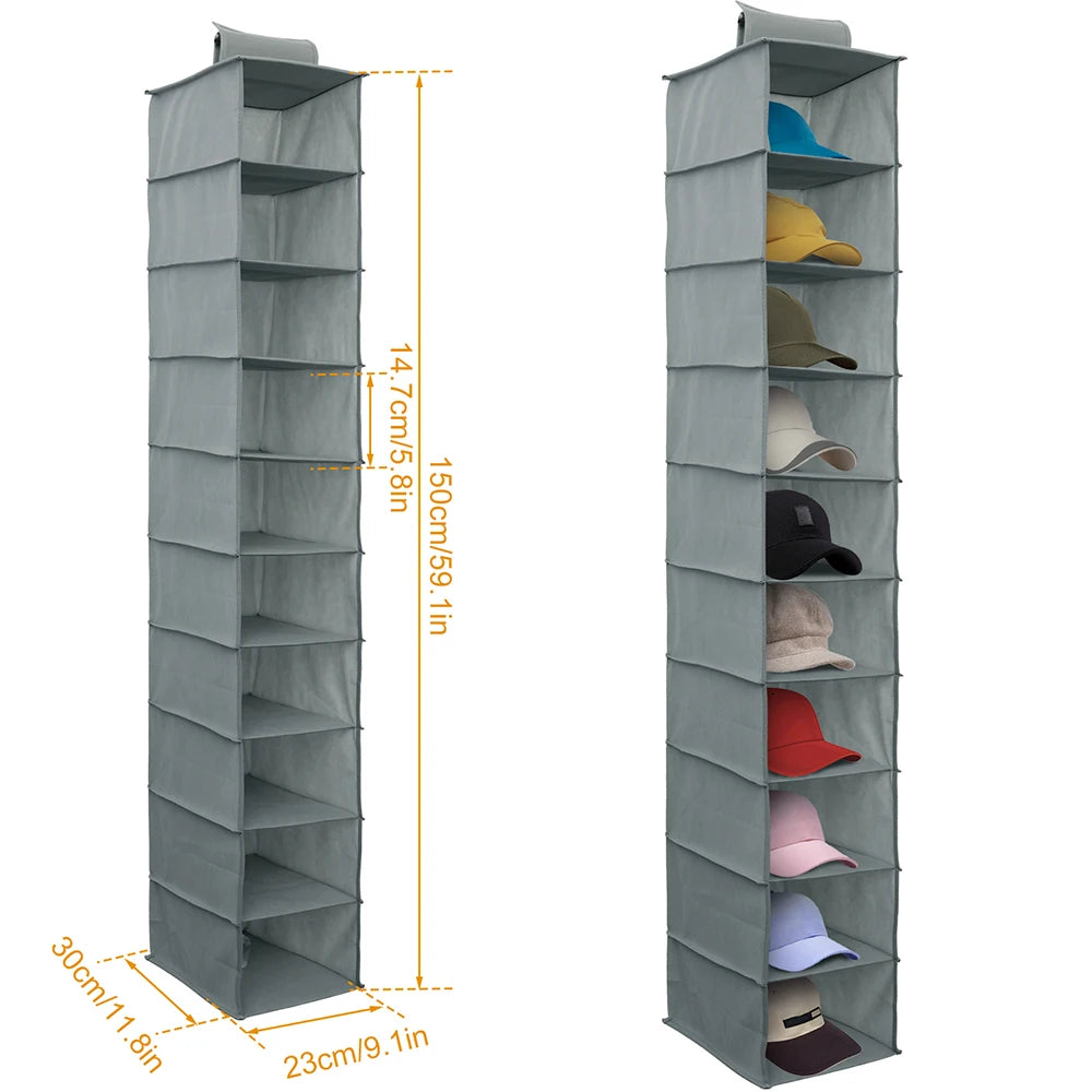 Zapatero colgante Organizador de zapatos no tejido Estantería de almacenamiento de zapatos de 10 capas Plegable Ahorro de espacio para el hogar Dormitorio Armario