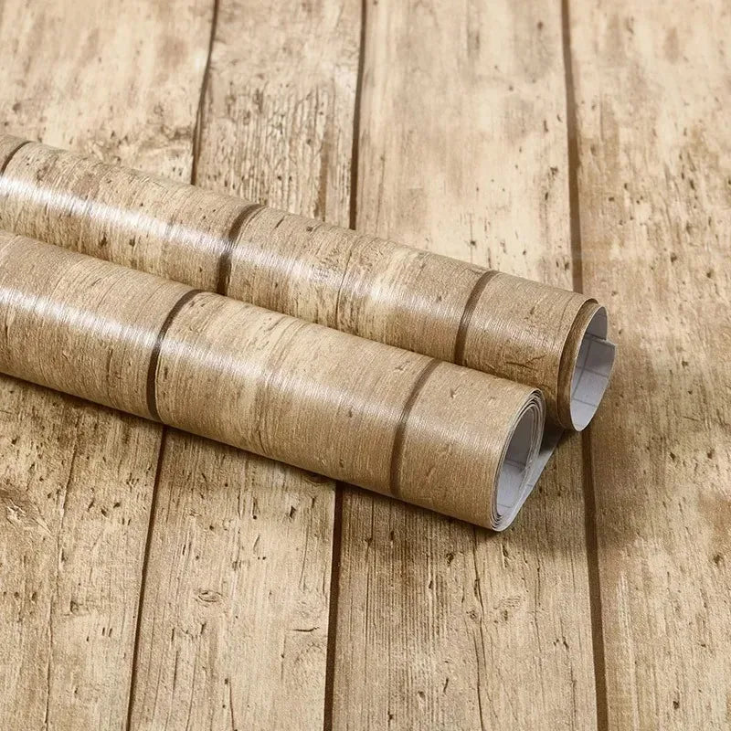 40CM Thickened Waterproof Wood Grain Stickers Self-adhesive PVC Wardrobe Cabinet Desktop Modern Furniture Decorative Wallpaper ﻿