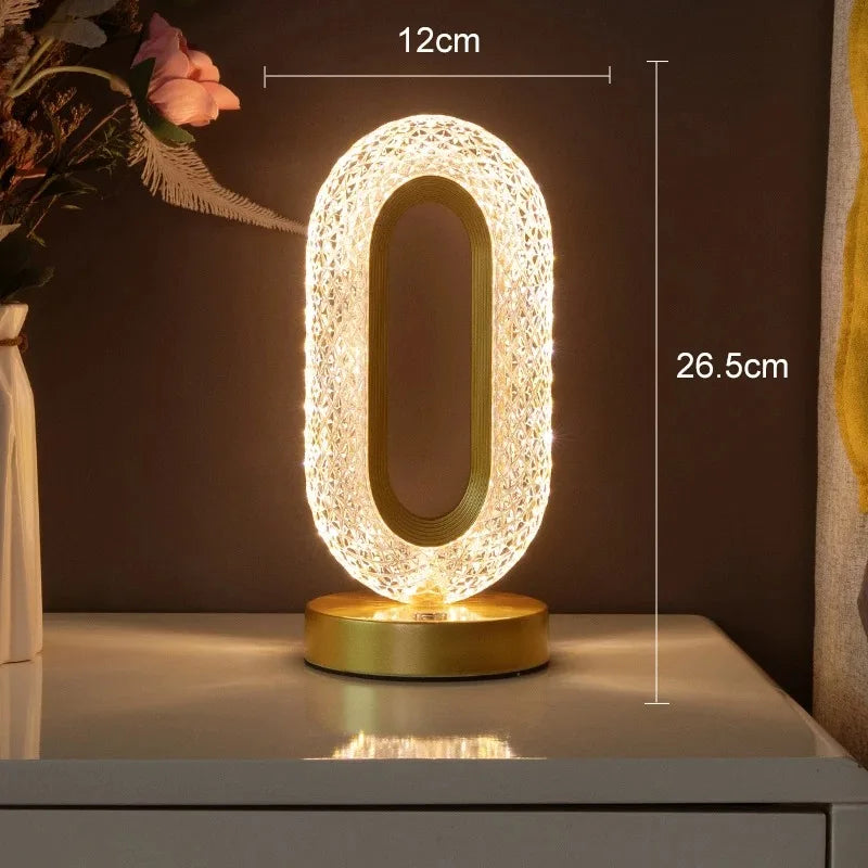 Lámpara de luna 3D táctil de cristal LED para mesita de noche, decoración estética para la habitación de niñas, luz nocturna USB ambiental