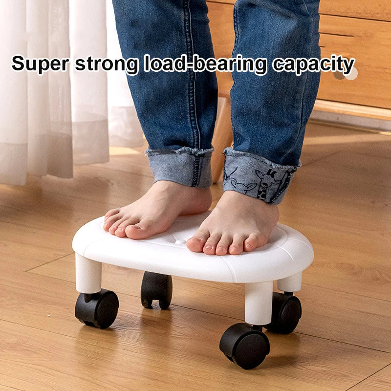 Taburete Universal con Ruedas para el Hogar, Asiento de Taburete Bajo con Ruedas para Niños, Taburete Multifuncional, Taburete Redondo