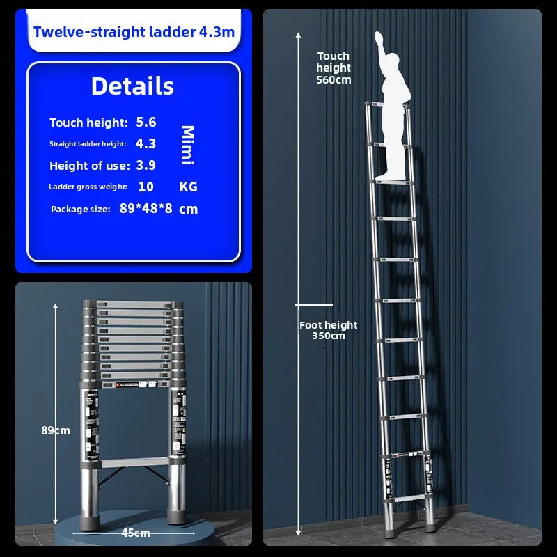 Escalera telescópica de acero inoxidable Escalera de tijera multifuncional Escalera plegable portátil Escalera de bambú Escalera elevadora