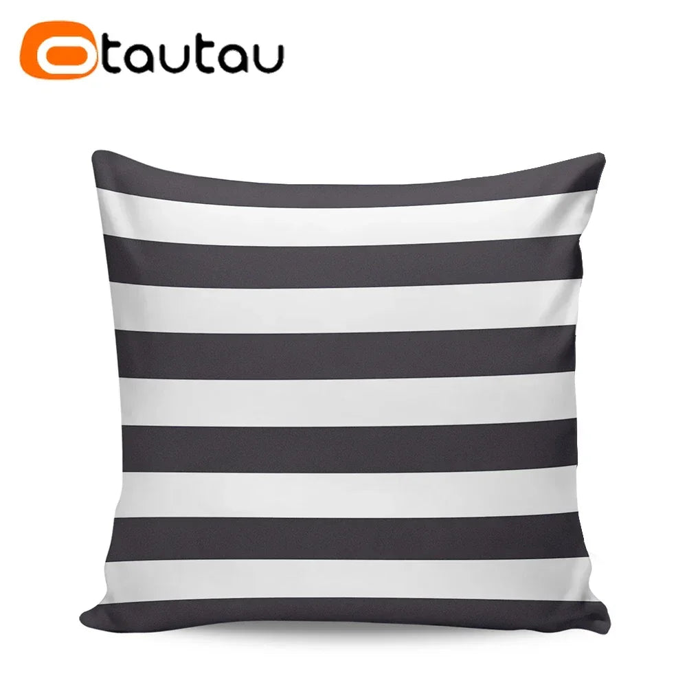 OTAUTAU funda de cojín para sofá de exterior sin relleno, funda de almohada impermeable de tela Oxford a rayas suave para piscina y playa KD021
