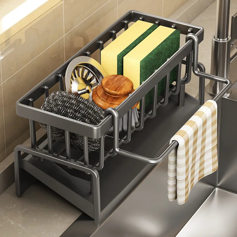 Estante de cocina, escurridor de trapos, estante de almacenamiento sin perforaciones, especiero de casa, grifo de fregadero, escurridor de fregadero, accesorios de cocina