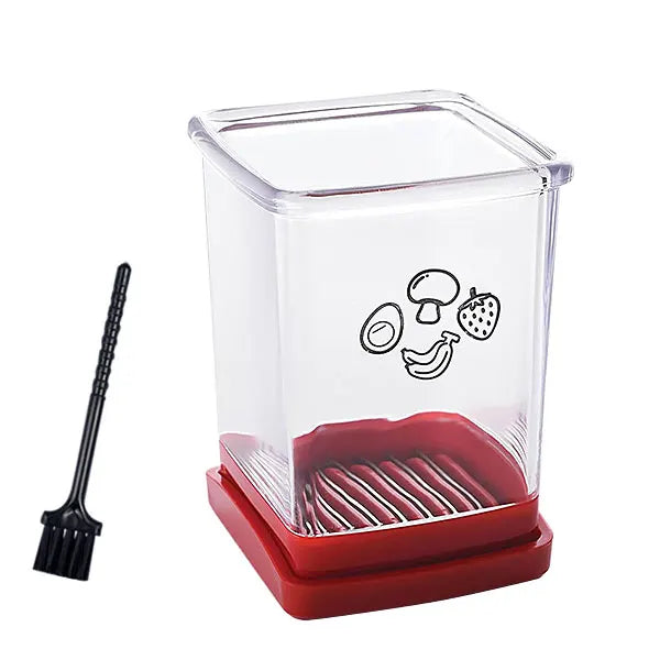 Cortador de frutas rápido con placa de empuje, cortador de huevos, fresas y plátanos, para hacer rápidamente ensaladas de frutas y verduras, utensilio de cocina