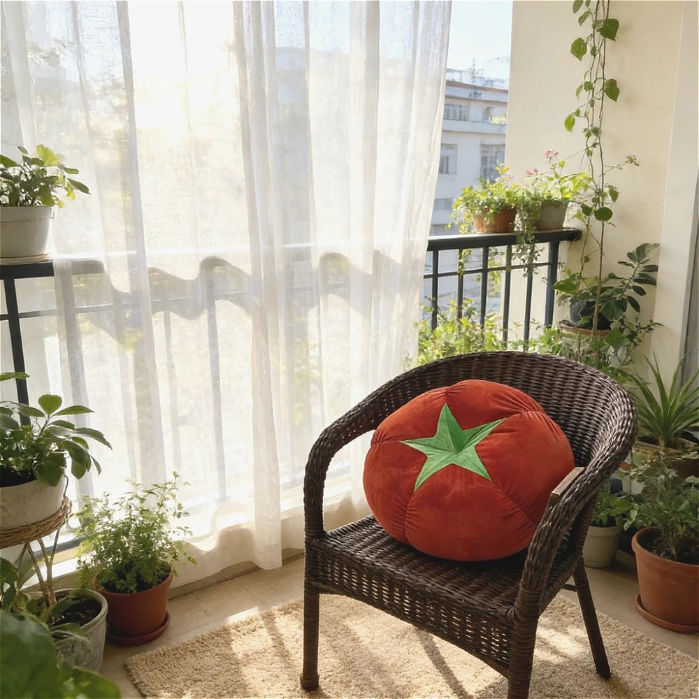 Cojín Engrosado con Almohada en Forma de Tomate, Cojín Redondo de Verduras, Champiñón, Caqui para Asiento de Ventana, Almohadas para Dormitorio